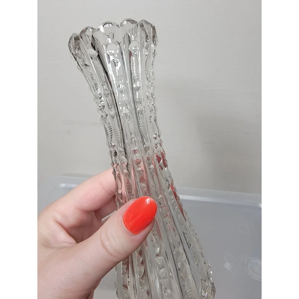 VINTAGE AMERICAN BRILLIANT CUT GLASS CRYSTAL FLOWER BUD VASE NOTCHED PRISM PTTRN